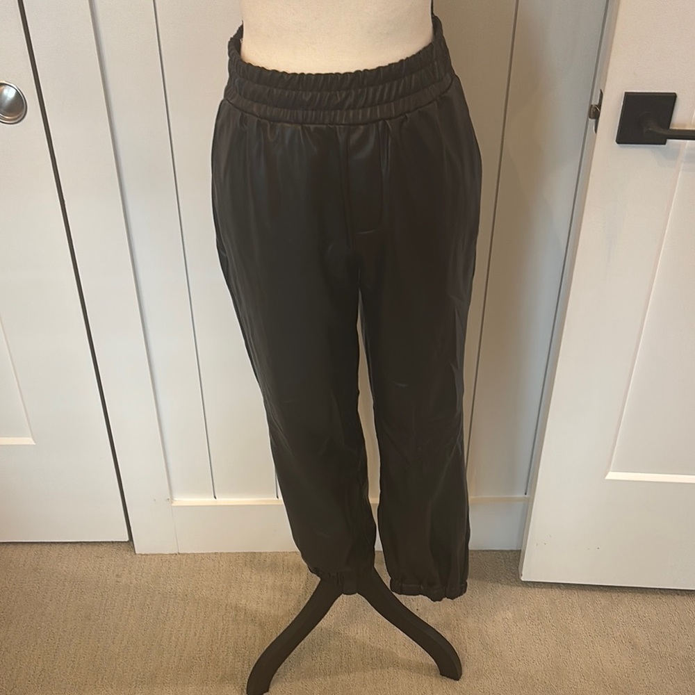 Sanctuary Black Faux Leather Joggers